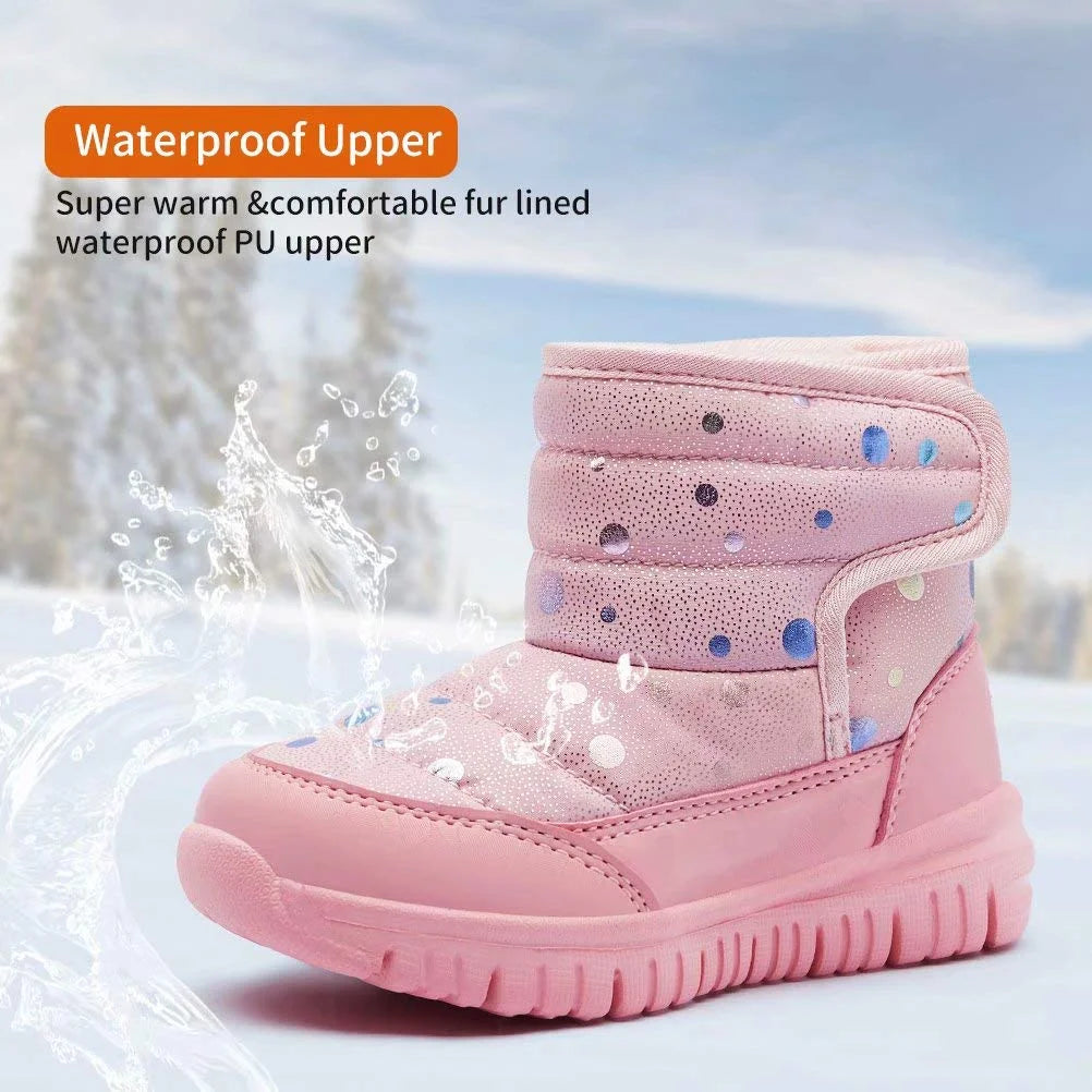 Boys Girls Toddler Snow Boots Waterproof Slip Resistant Outdoor Kids Winter Shoes