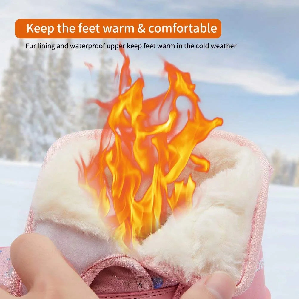 Boys Girls Toddler Snow Boots Waterproof Slip Resistant Outdoor Kids Winter Shoes