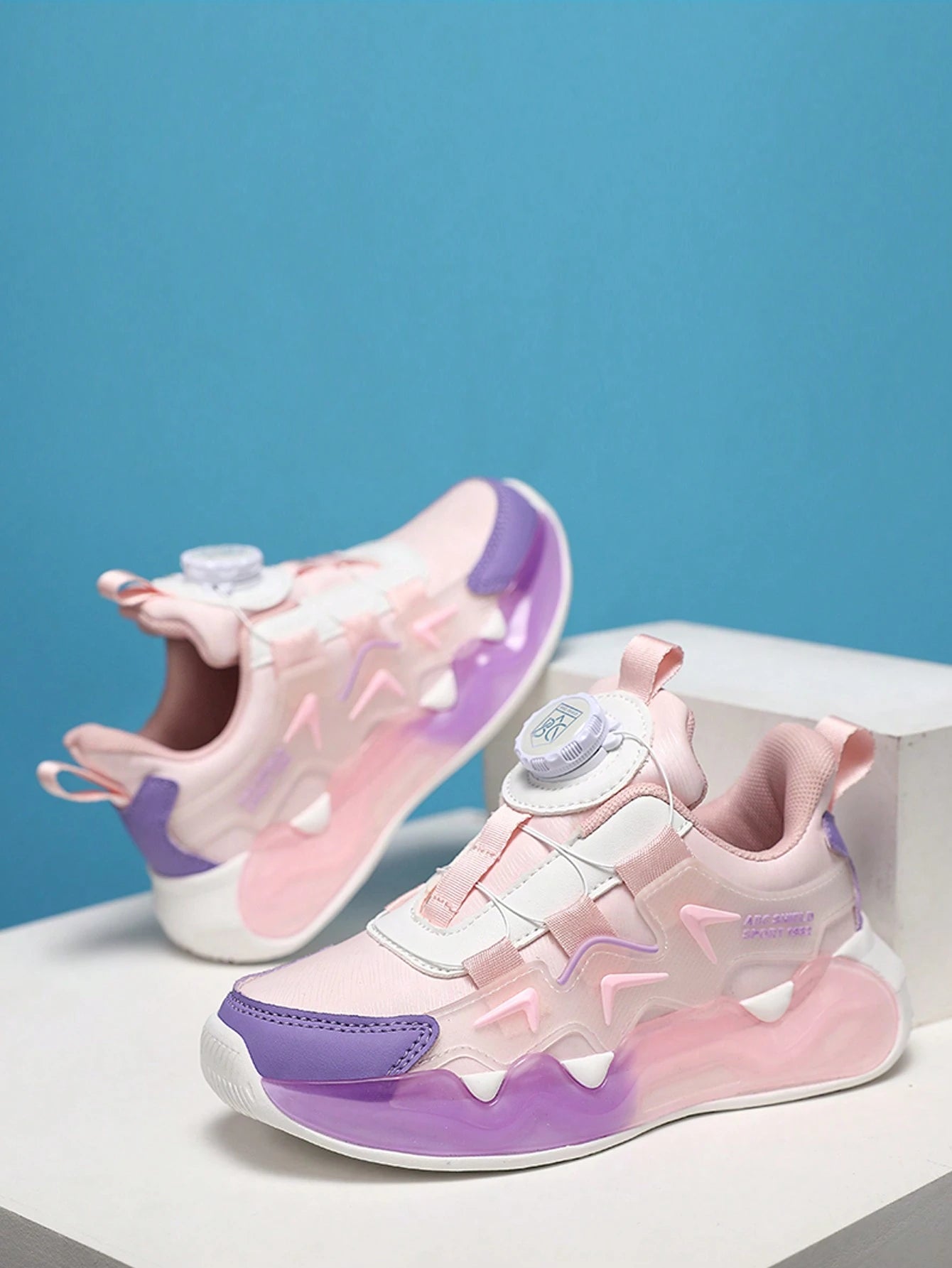 Children'S Spring/Autumn Rotary Buckle Easy On/Off Running Shoes, Leather Upper with Molded Decor, Fashion Versatile Non-Slip Durable Outsole, Suitable for Outdoor Running, Sports, Travel, Back to School